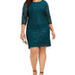 Jessica Howard Women's Plus Size Disco Dot Lace Dress Dark Green Size 16W