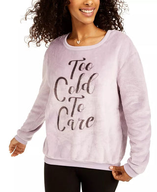 Love Tribe Juniors' Too Cold To Care Plush Sweatshirt  Purple Size Extra Large