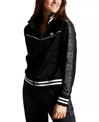 Champion Women's Jock Tag Sleeve Tricot Track Jacket Black Size Small