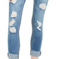 Indigo Rein Junior's Distressed Two Button Jeans Blue Size 1