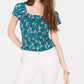 Crave Fame Juniors' Printed Smocked Cap Sleeve Top Pink Size X-Small