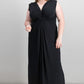 Love Squared Women's Plus Size Three-Quarter-Sleeve Knotted Maxi Dress Black Size 1X