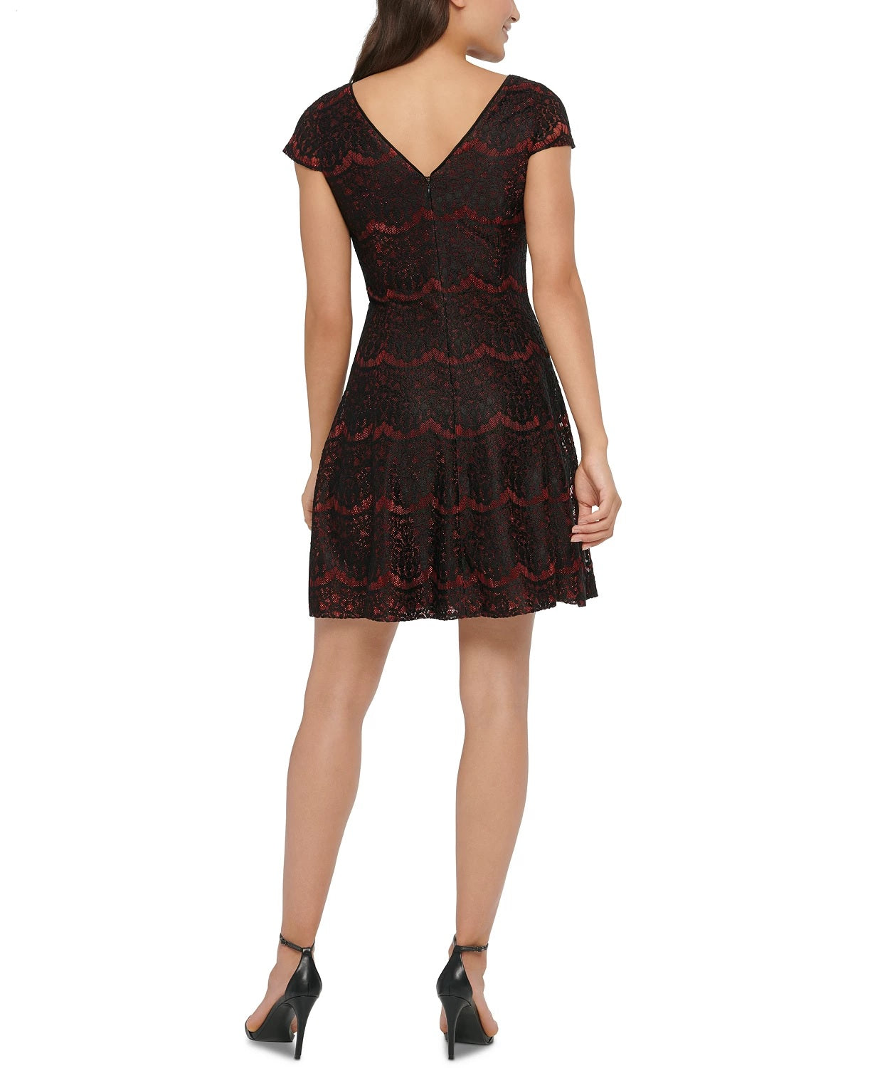 Kensie Women's Metallic Lace Fit & Flare Dress Charcoal Size 0