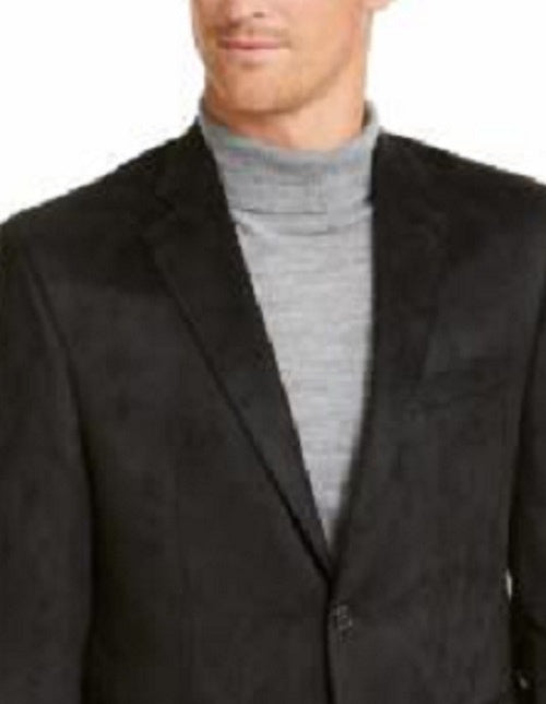 Ralph Lauren Men's Blazer Short Faux-Suede Two-Button Black Size 42