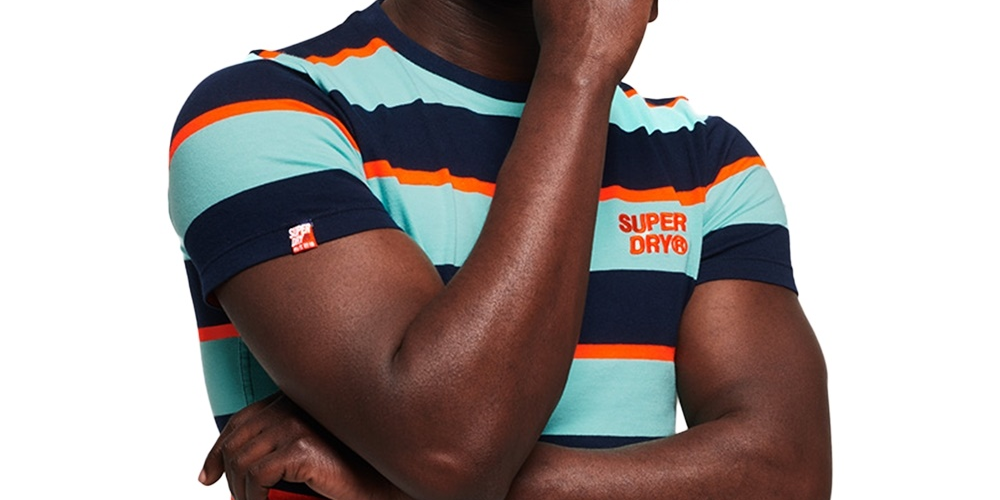 Superdry Men's Stacked Skate Lux Stripe T-Shirt Green Size Small