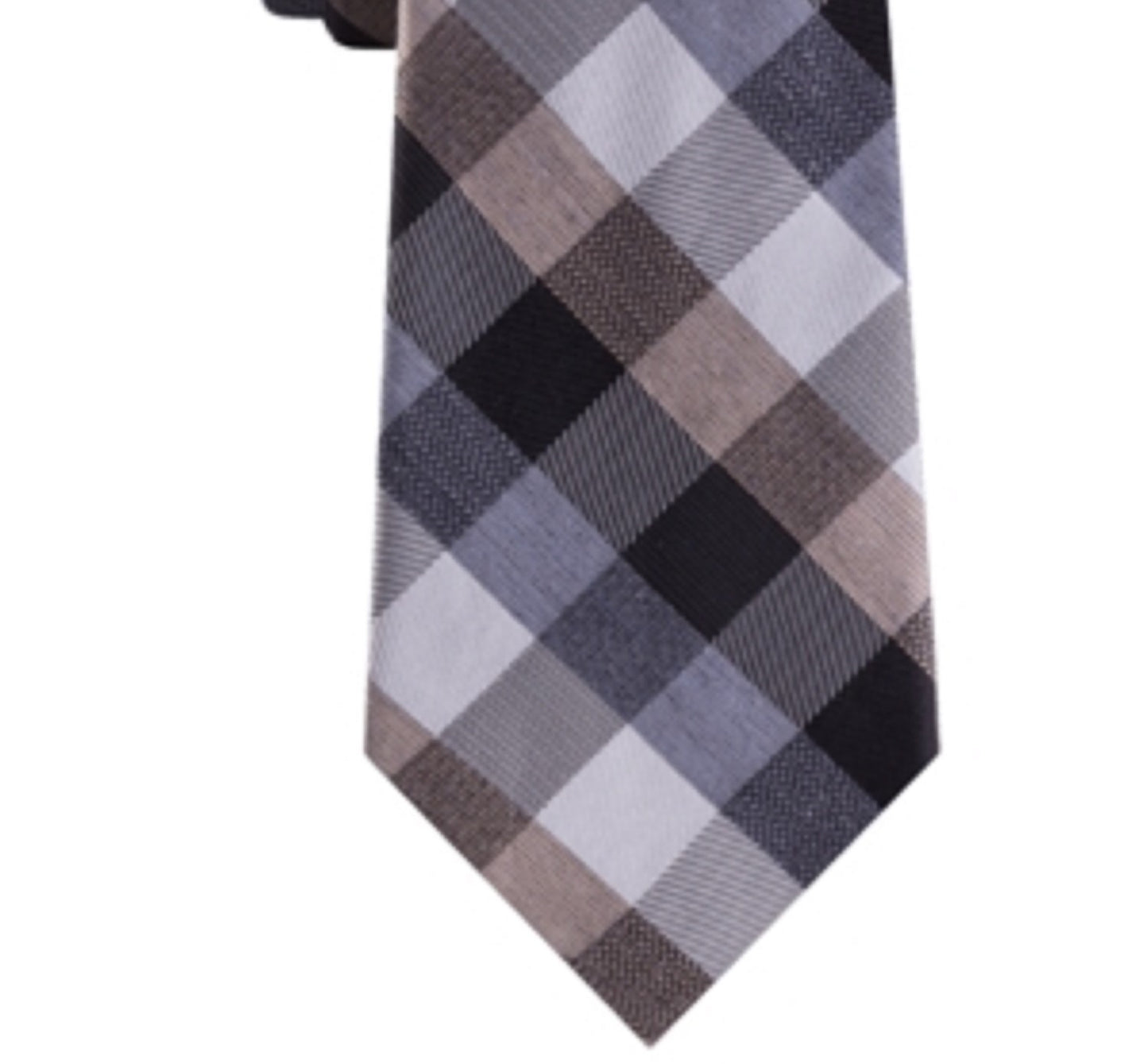Kenneth Cole Reaction Men's Silk Plaid Neck Tie Beige Size Regular