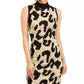 Planet Gold Women's Animal Print Sleeveless Turtle Neck Short Body Con Party Dress Yellow Size XX-Small