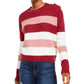 Planet Gold Derek Heart Juniors' Striped Button-Shoulder Sweater Red Size Medium