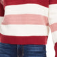 Planet Gold Derek Heart Juniors' Striped Button-Shoulder Sweater Red Size Medium
