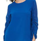 Calvin Klein Women's Scoop-Neck Drawstring-Sleeve Top Blue Size X-Large