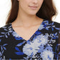 Calvin Klein Women's Printed Ruffle Sleeve Blouse Blue Size Medium