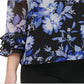 Calvin Klein Women's Printed Ruffle Sleeve Blouse Blue Size Medium