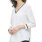Calvin Klein Women's Illusion-Trimmed Blouse White Size Extra Large
