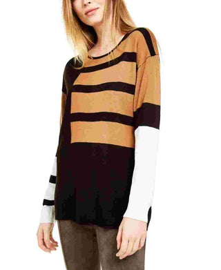 Calvin Klein Women's Color Block Long Sleeve Crew Neck Sweater Charcoal Size Small