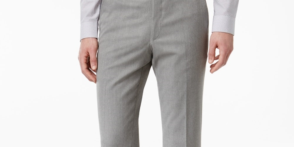 Alfani Men's Dress Pants Slim Fit Flat Front Stretch Gray Size 32X34