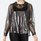 Material Girl Juniors' Metallic Semi-Sheer Windbreaker Black Size Large