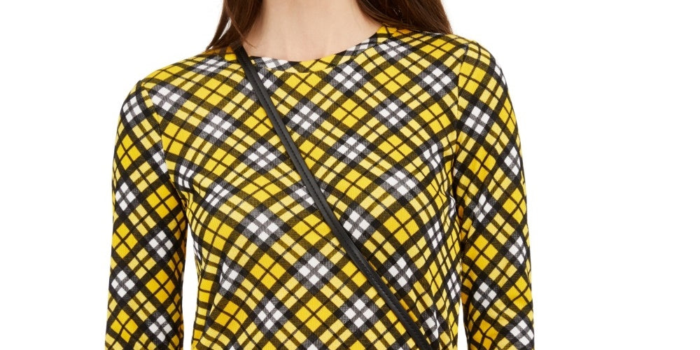 Michael Kors Women's Plaid Long Sleeve Top Yellow Size Small