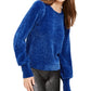 Michael Kors Women's Chenille Balloon Sleeve Sweater Blue Size XX-Large