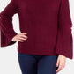 NY Collection Women's Bell-Sleeve Mock-Neck Sweater Wine Size Large