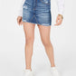 Tinseltown Juniors' Ripped Denim Mini Skirt Med Blue Size 1