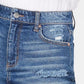 Tinseltown Juniors' Ripped Denim Mini Skirt Med Blue Size 1