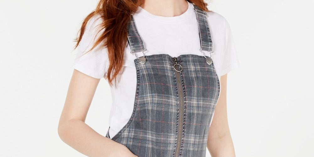 Tinseltown Juniors' Plaid Skirtall Black Size Medium