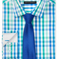Nick Graham Men's Slim Fit Stretch Easy Care Multi Check Dress Shirt & Textured Solid Tie Set Green Size 15X34-35