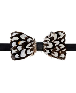 Tallia Men's Feather Pre-Tied Bow Tie Orange Size Regular