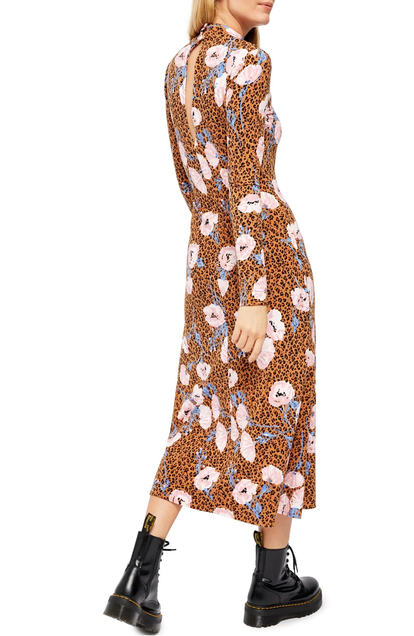 Free PeopleWomen's Retro Romance Mixed Print  Dress Brown Size Large
