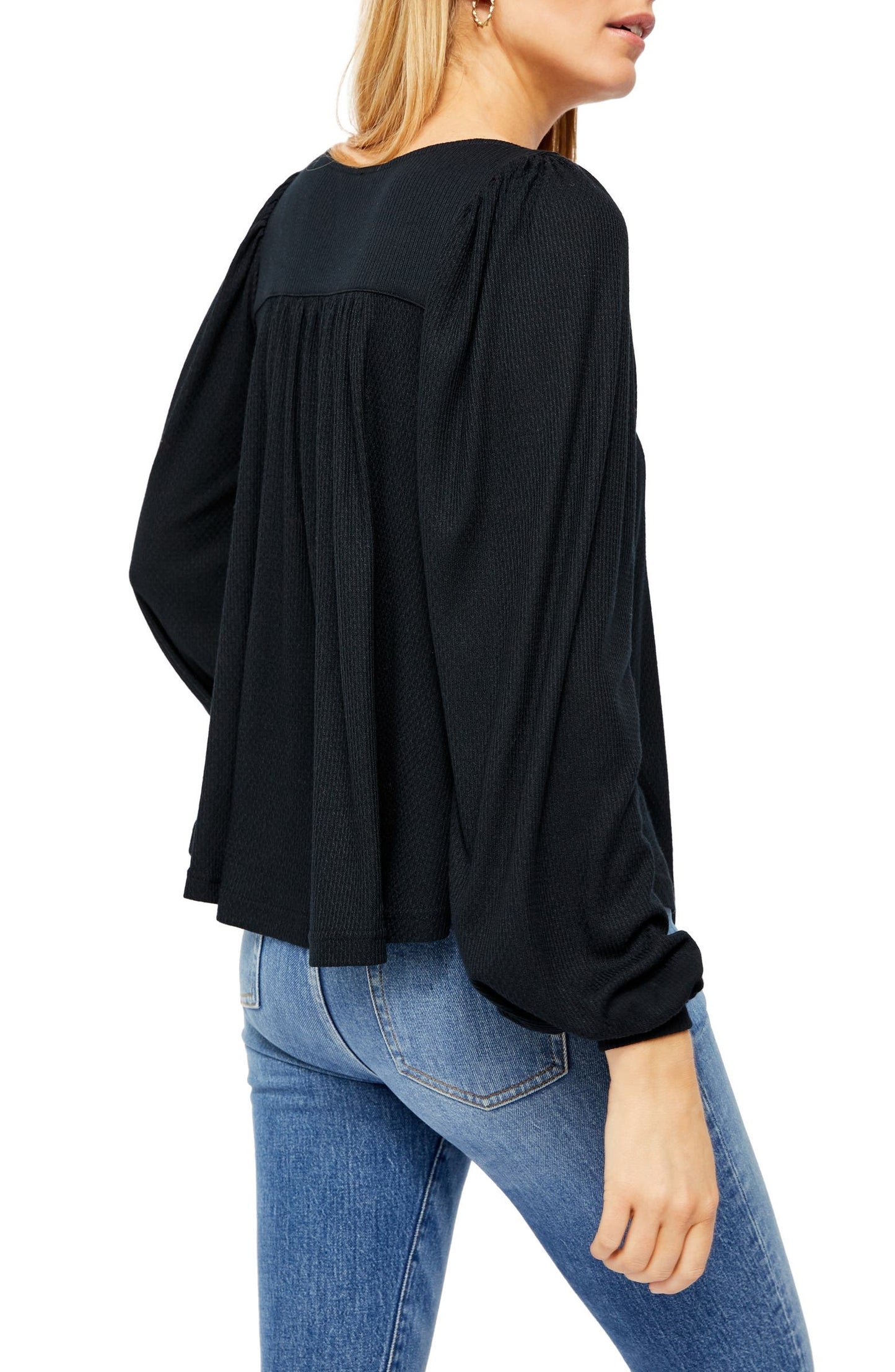 Free People Women's Devin Ribbed Knit Top Black Size Small