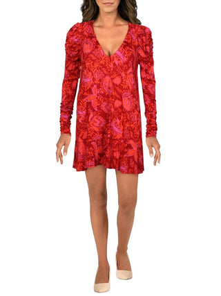 Free People Women's Hello Lover V-Neck Keyhole Top Red Size Small