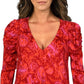 Free People Women's Hello Lover V-Neck Keyhole Top Red Size Small