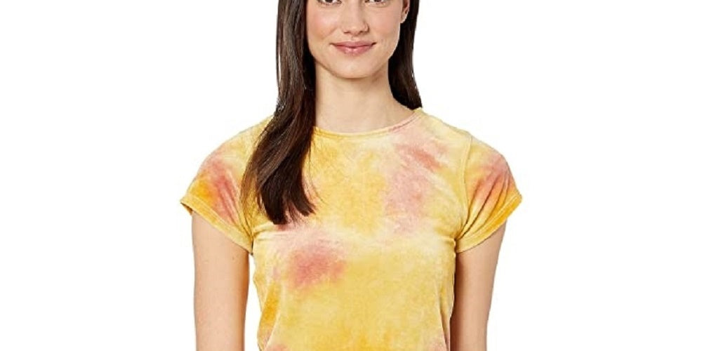 Free People Women's Bright Eyes Velvet Tee Sunshine Combo Yellow Size Medium