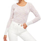 Free People Women's Light Purple Printed Long Sleeve Scoop Neck T-Shirt Pink Size Medium