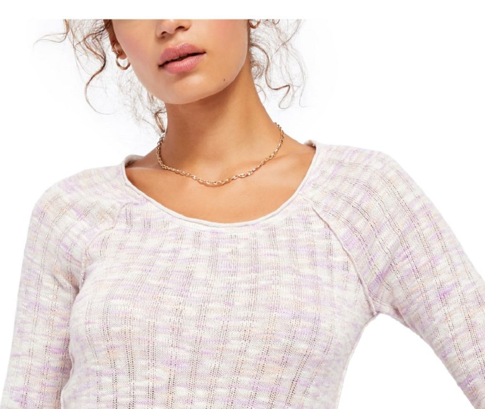 Free People Women's Pink Long Sleeve Scoop Neck Sweater Pink Size X-Small