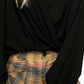 Free People Women's Check On It Faux Wrap Top Black Size Large
