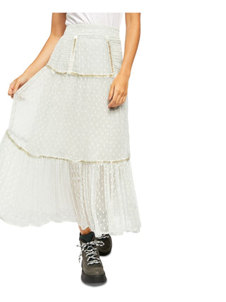 Free People Women's Gray Embellished Textured Maxi Peasant Skirt Blue Size 2