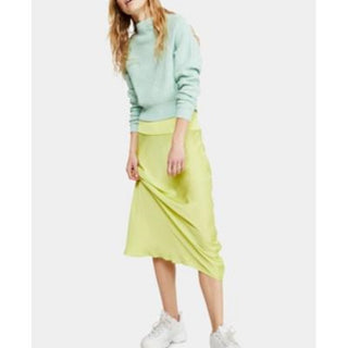 Free People Women's Normani Bias Cut Satin Skirt Green Size 6