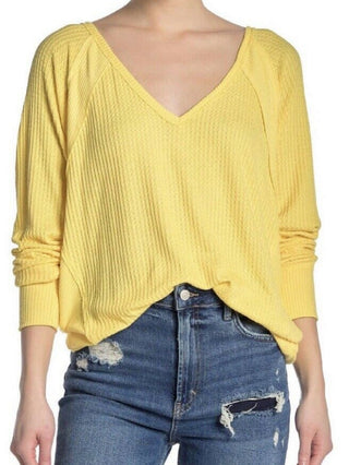 Free People Women's Santa Clara Thermal Top Yellow Size Small