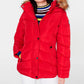 Madden Girl Junior's Hooded Faux Trim Puffer Coat Red Size X-Small