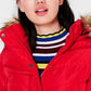 Madden Girl Junior's Hooded Faux Trim Puffer Coat Red Size X-Small