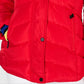 Madden Girl Junior's Hooded Faux Trim Puffer Coat Red Size X-Small