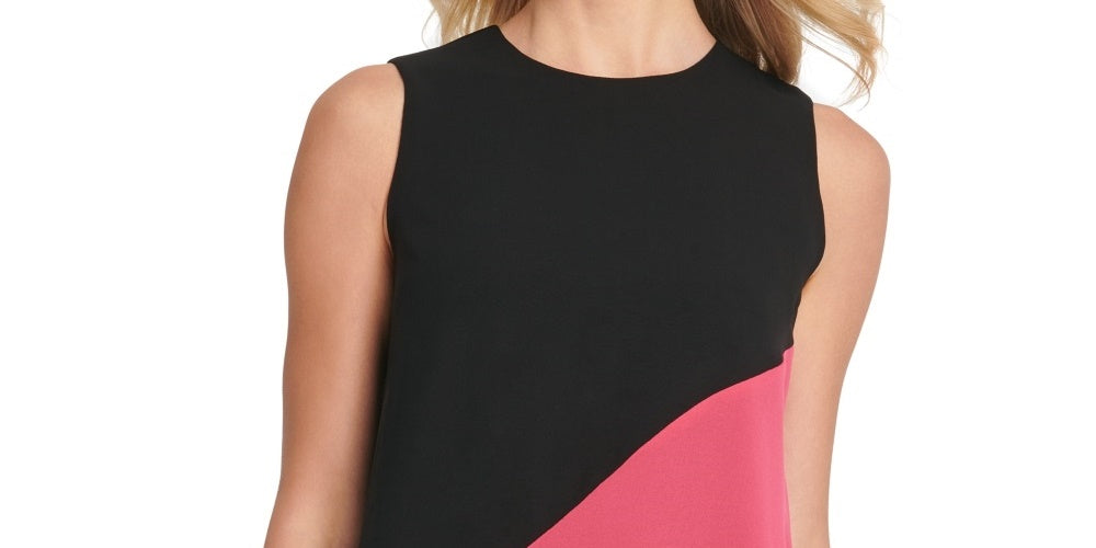 DKNY Women's Asymmetrical Colorblocked Top Black Size Medium
