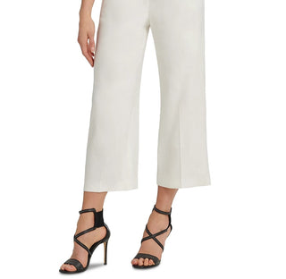 DKNY Women's Cropped Wide-Leg Pants White Size 16