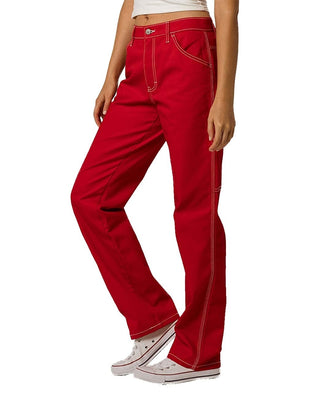 Dickies Women's Trendy Carpenter Pants Red Size 22W