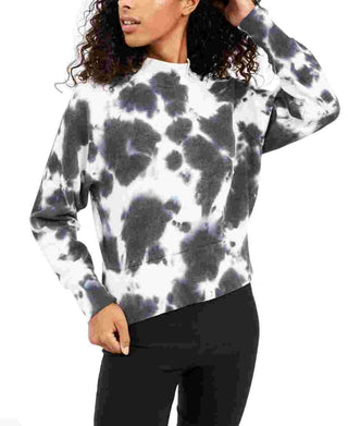 Pink Rose Juniors' Mock-Neck Tie-Dyed Sweatshirt Black Size Medium