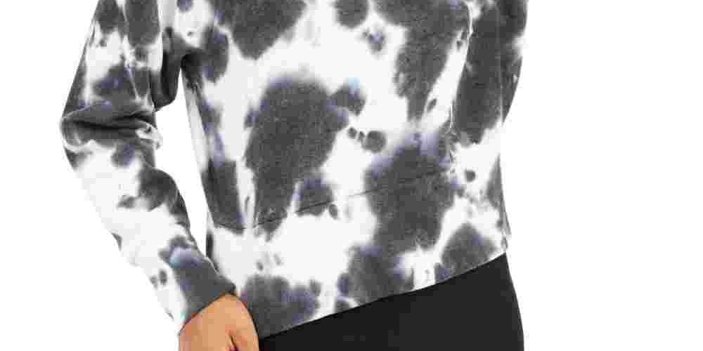 Pink Rose Juniors' Mock-Neck Tie-Dyed Sweatshirt Black Size Medium