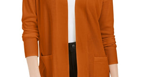 Pink Rose Juniors' Open Cardigan Sweater Dark Brown Size Medium