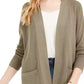 Pink Rose Junior's Open Cardigan Sweater Green Size Large