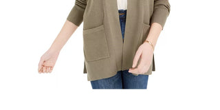 Pink Rose Junior's Open Cardigan Sweater Green Size Large